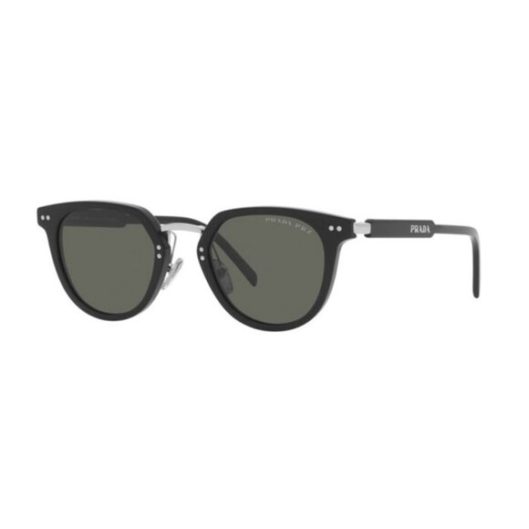 NWT PRADA SUNGLASSES MAN BLACK ROUND POLARIZED EYEWEAR PRADA NEW - Picture 1 of 3
